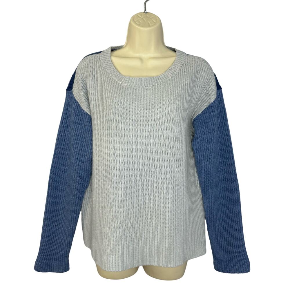 Lord and Taylor Cashmere Boxy Fit Color Block Sweater Casual Crew Neck M